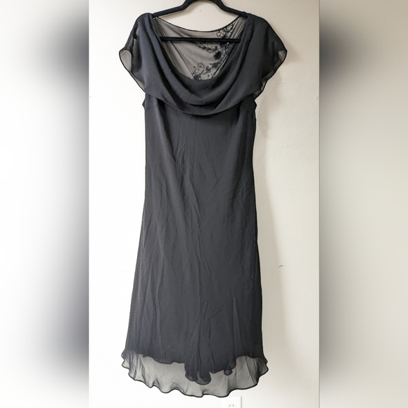 S.L. Fashion Sheer Back Black Midi Dress, Size 18, Gorgeous!! - Picture 7 of 10